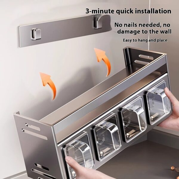 Punch-free Wall-mounted Multi-functional Kitchen Spice Rack - Image 8