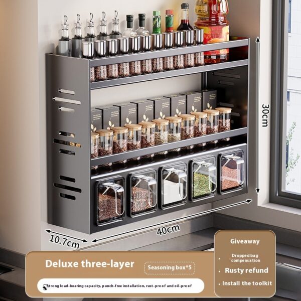 Punch-free Wall-mounted Multi-functional Kitchen Spice Rack - Image 9