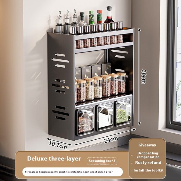 Punch-free Wall-mounted Multi-functional Kitchen Spice Rack - Image 4
