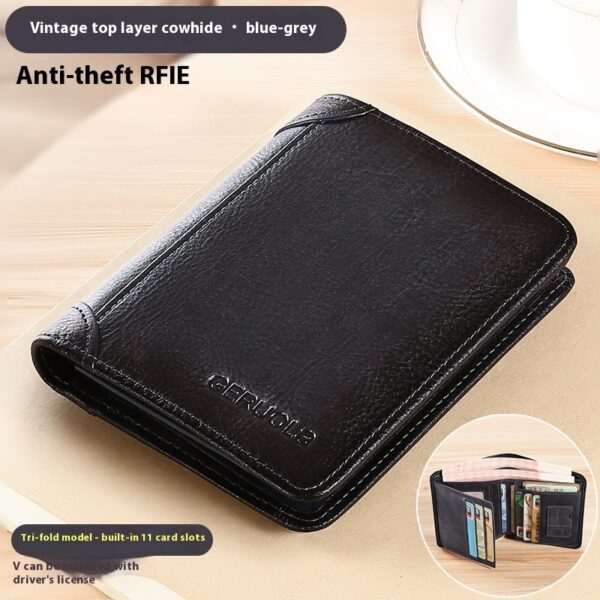 Genuine Leather Anti-theft Swiping Ultra-thin Cheng E Wallet - Image 10