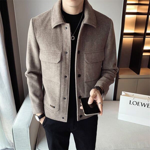 Men's Winter New Woolen Lapel Short Coat - Image 3