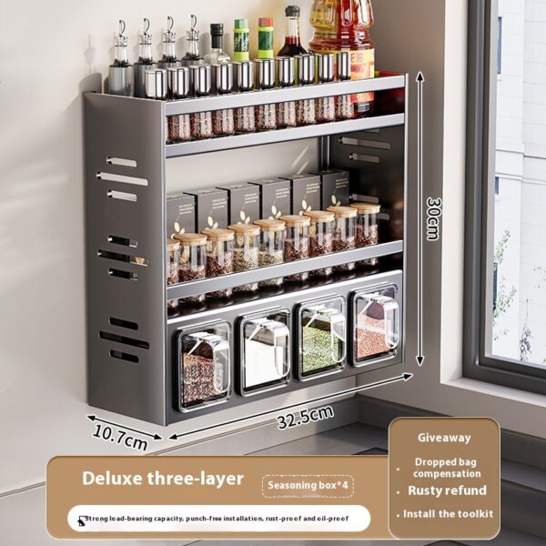 Punch-free Wall-mounted Multi-functional Kitchen Spice Rack - Image 3