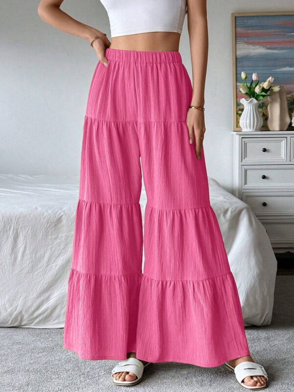 Women's Elegant Textured Casual Comfortable Long Pants - Image 5
