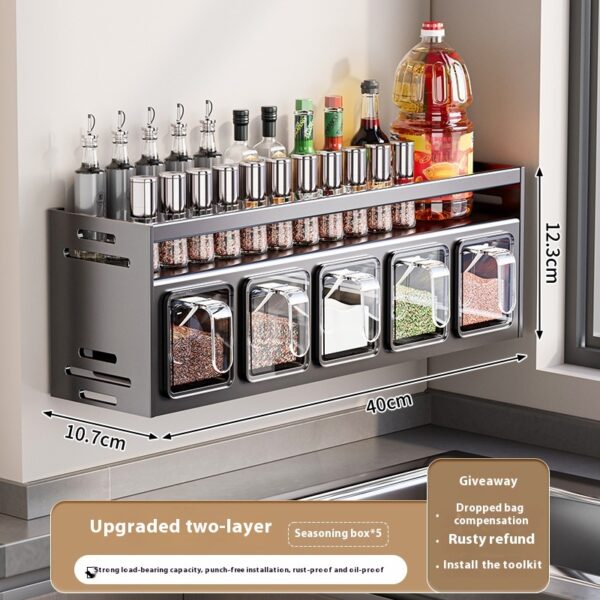 Punch-free Wall-mounted Multi-functional Kitchen Spice Rack - Image 7