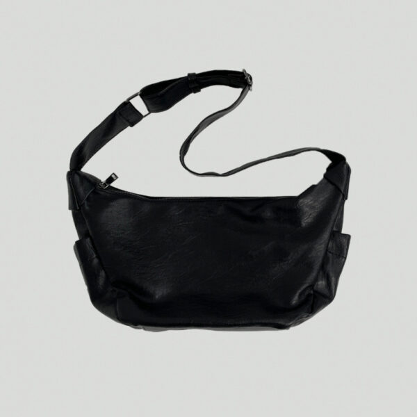 Large Capacity Riding Commuter Shoulder Simple Style Men's PU Leather Messenger Bag - Image 4