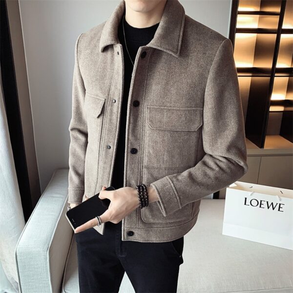 Men's Winter New Woolen Lapel Short Coat - Image 5