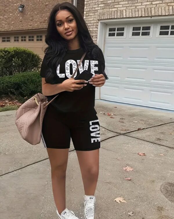 Love Print Casual Two-piece Set - Image 3