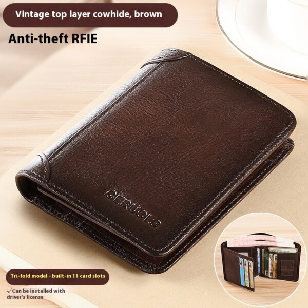 Genuine Leather Anti-theft Swiping Ultra-thin Cheng E Wallet - Image 9