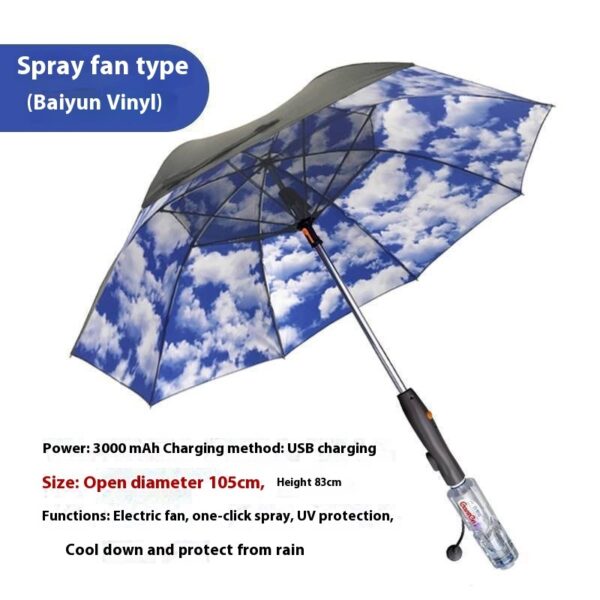 Cooling Spray Sun Umbrella With Fan And Sprinkler - Image 4
