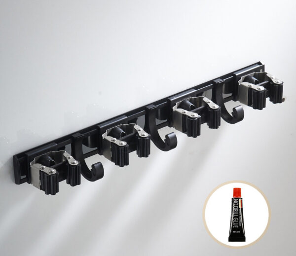 Black Wall Mount Mop Clip Mop Holder Stainless Steel - Image 4