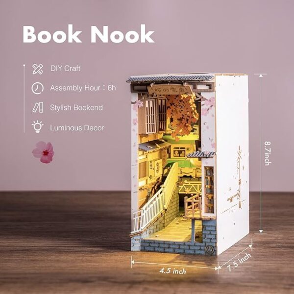 ROBOTIME Rolife DIY Book Nook Kit Bookend Stand Bookshelf Insert Bookcase Miniature Doll House Light 3D Puzzles TGB01-09 - Image 6