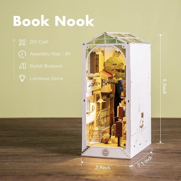 ROBOTIME Rolife DIY Book Nook Kit Bookend Stand Bookshelf Insert Bookcase Miniature Doll House Light 3D Puzzles TGB01-09 - Image 8