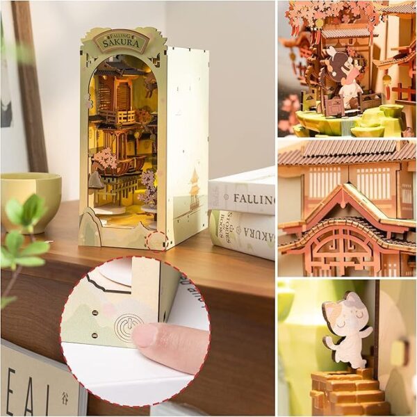 ROBOTIME Rolife DIY Book Nook Kit Bookend Stand Bookshelf Insert Bookcase Miniature Doll House Light 3D Puzzles TGB01-09 - Image 3
