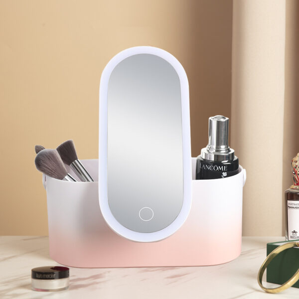 Storage Box LED Makeup Mirror Portable Portable Travel Makeup Organizer Carrying Box With Mirror LED - Image 4