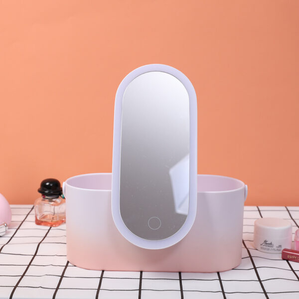 Storage Box LED Makeup Mirror Portable Portable Travel Makeup Organizer Carrying Box With Mirror LED - Image 3