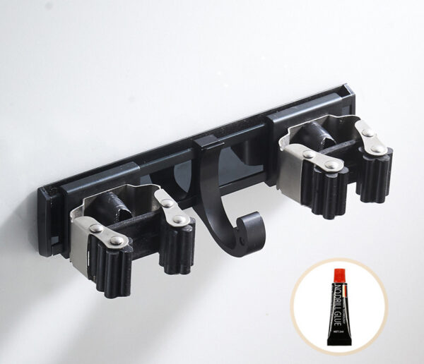 Black Wall Mount Mop Clip Mop Holder Stainless Steel - Image 3