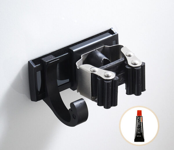 Black Wall Mount Mop Clip Mop Holder Stainless Steel - Image 2