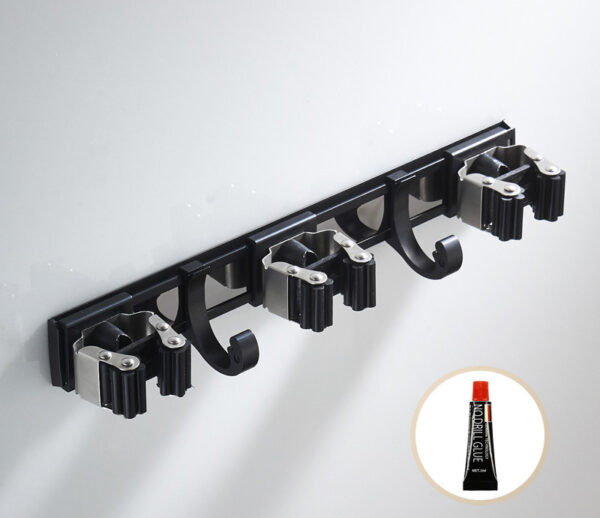 Black Wall Mount Mop Clip Mop Holder Stainless Steel - Image 7
