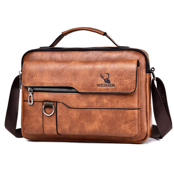 Popular Men's Messenger Bag One Shoulder Retro Business Backpack PU Leather Flaps Crossbody Bags Business Flap Male Solid Travel Bag - Image 7